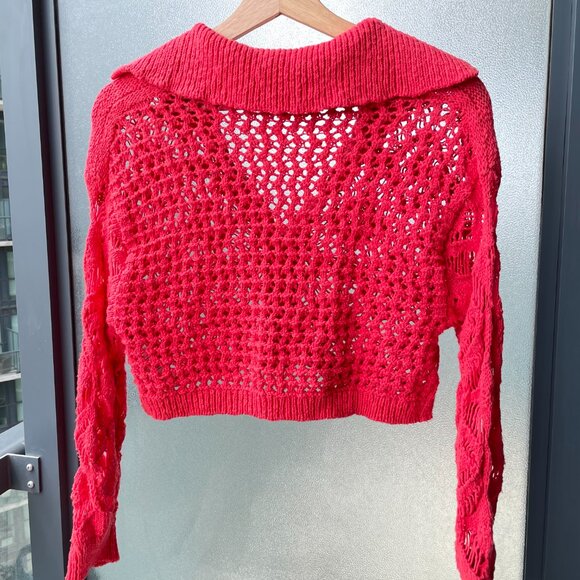 FREE PEOPLE WOMEN'S COTTON SEDONA CARDIGAN GUAVA BERRY SIZE XS - BOHO - Picture 2 of 3